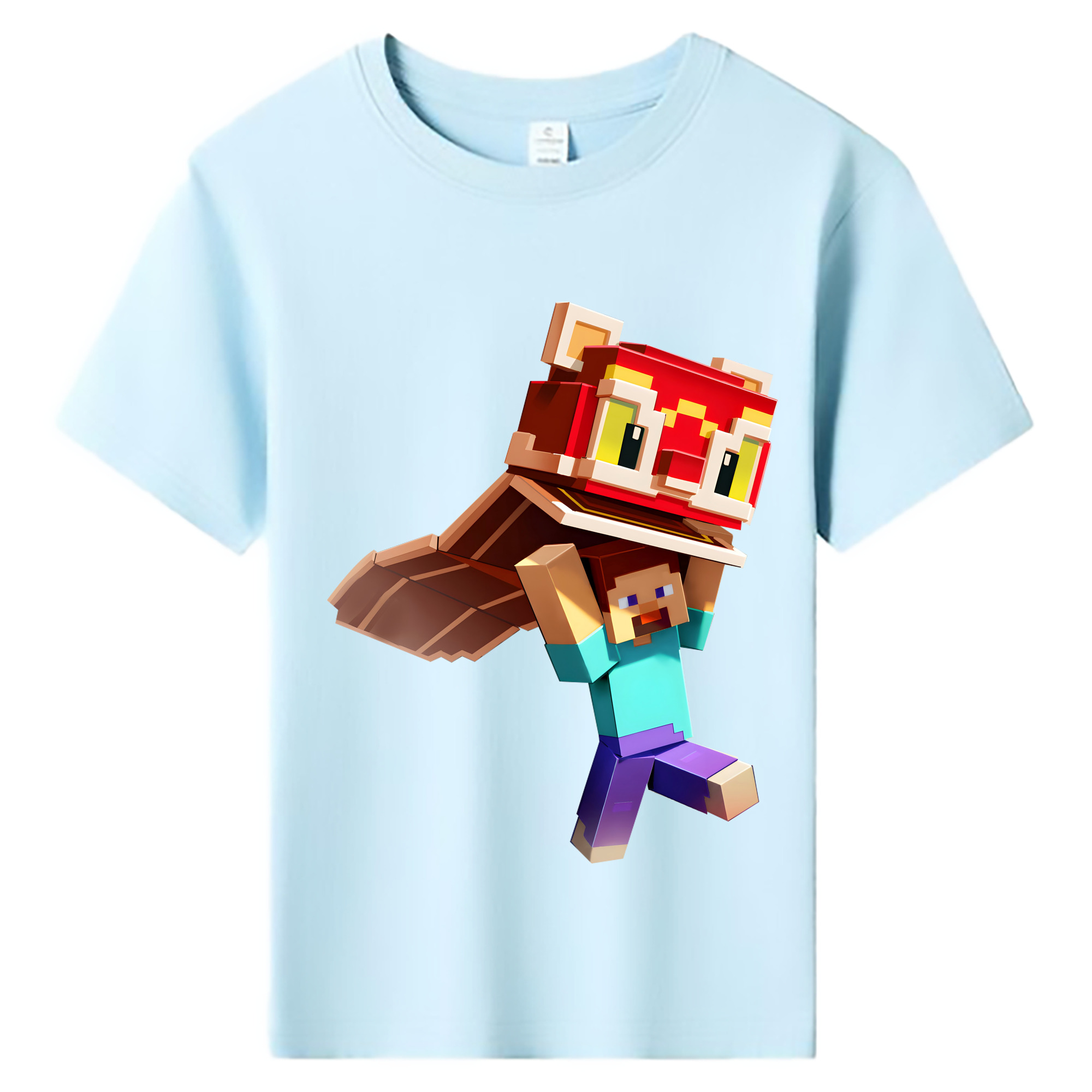 （画像用） マインクラフト ブロックの世界 Minecraft MC Block world 綿100％キッズTシャツ（フロントプリント）